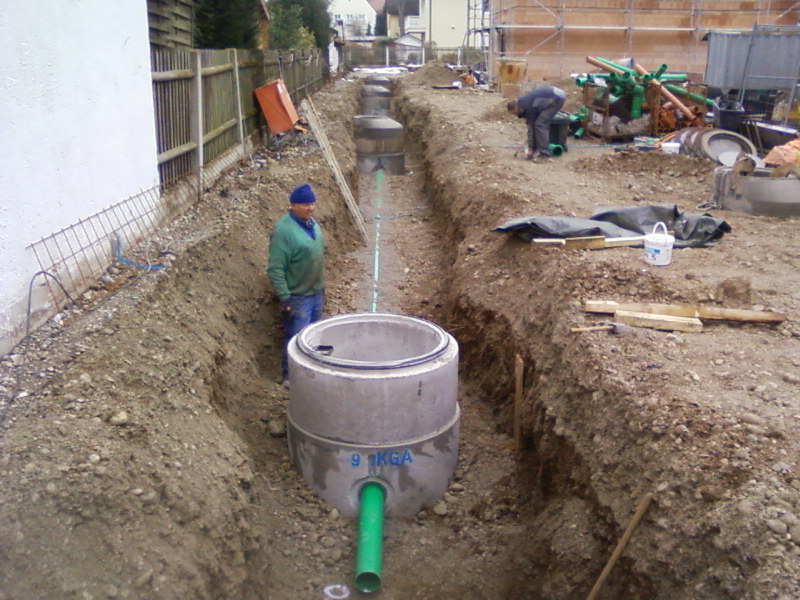 Kanalanschluss Regenentwässerung Erdarbeiten Verbindungsrohre 2